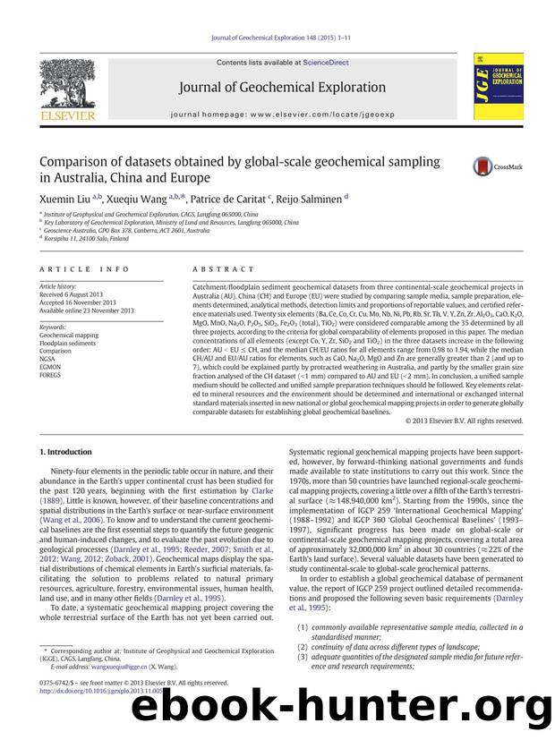 Comparison of datasets obtained by global-scale geochemical sampling in Australia, China and Europe by Xuemin Liu & Xueqiu Wang & Patrice de Caritat & Reijo Salminen