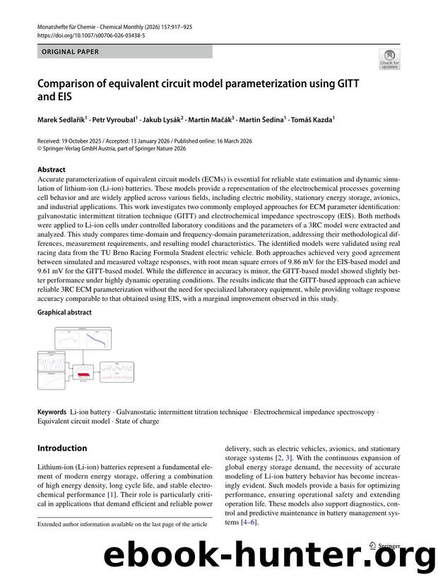 Comparison of equivalent circuit model parameterization using GITT and EIS by unknow