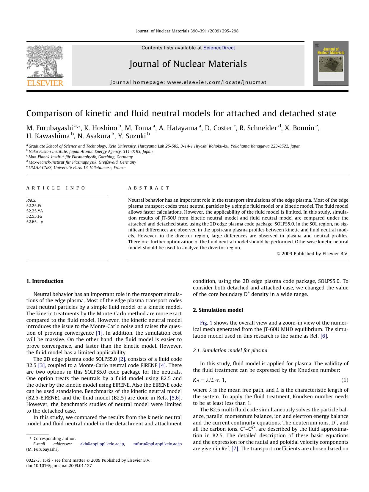 Comparison of kinetic and fluid neutral models for attached and detached state by unknow