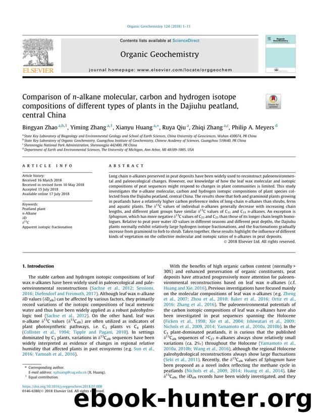 Comparison of n-alkane molecular, carbon and hydrogen isotope compositions of different types of plants in the Dajiuhu peatland, central China by Bingyan Zhao