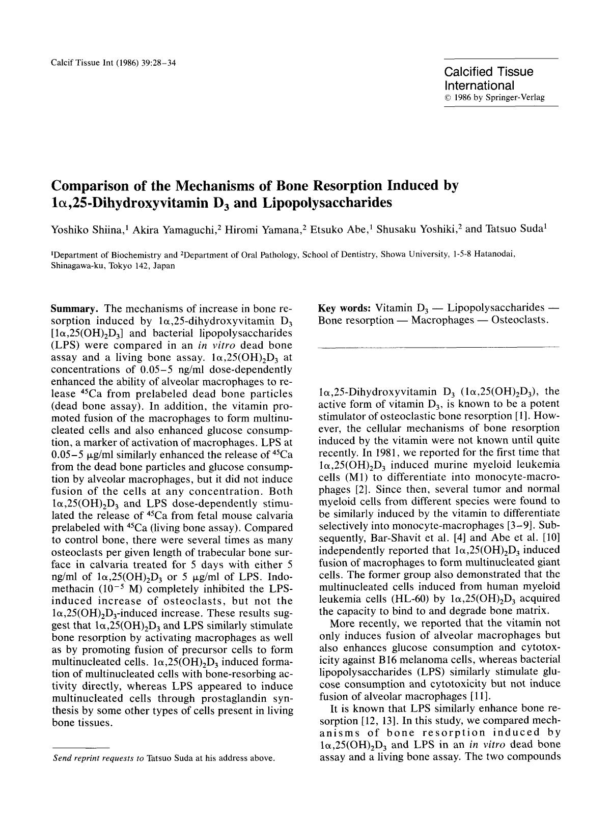 Comparison of the mechanisms of bone resorption induced by 1&#x03B1;,25-dihydroxyvitamin D <Subscript>3 <Subscript> and lipopolysaccharides by Unknown