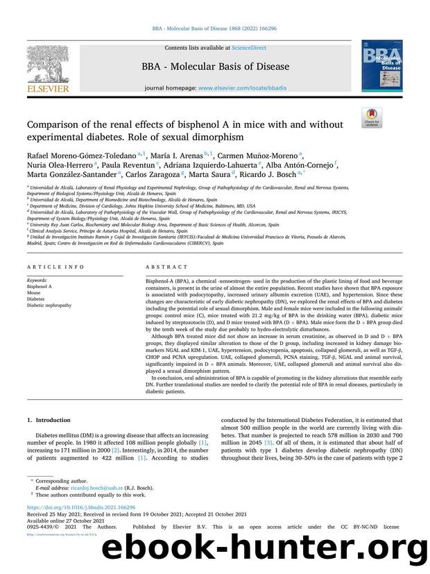 Comparison of the renal effects of bisphenol A in mice with and without experimental diabetes. Role of sexual dimorphism by unknow