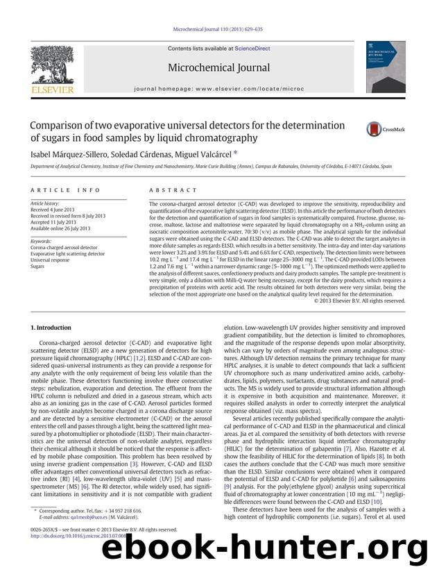 Comparison of two evaporative universal detectors for the determination of sugars in food samples by liquid chromatography by Isabel Márquez-Sillero & Soledad Cárdenas & Miguel Valcárcel