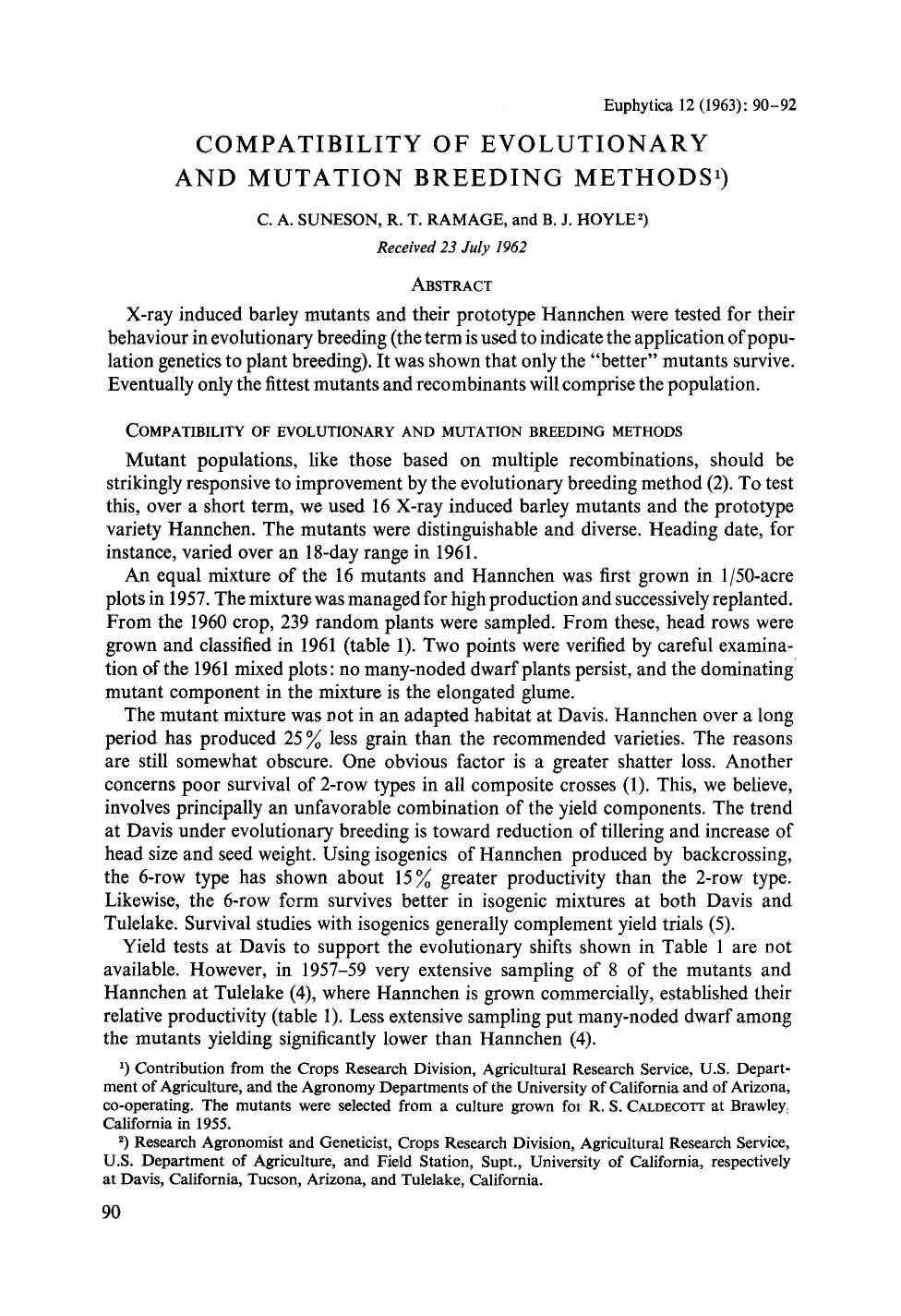 Compatibility of evolutionary and mutation breeding methods by Unknown