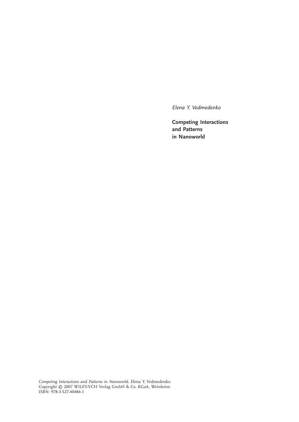 Competing Interactions and Patterns in Nanoworld by Dr. Elena Y. Vedmedenko(auth.)