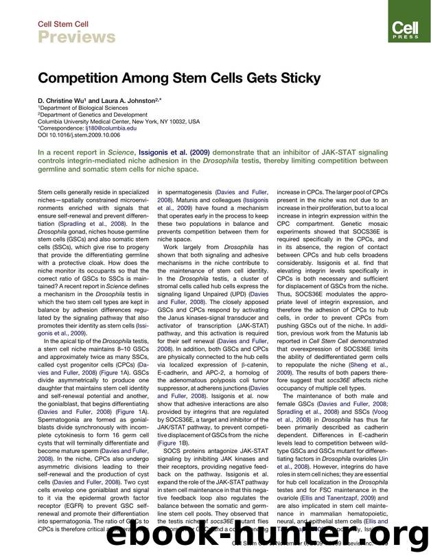 Competition Among Stem Cells Gets Sticky by D. Christine Wu; Laura A. Johnston