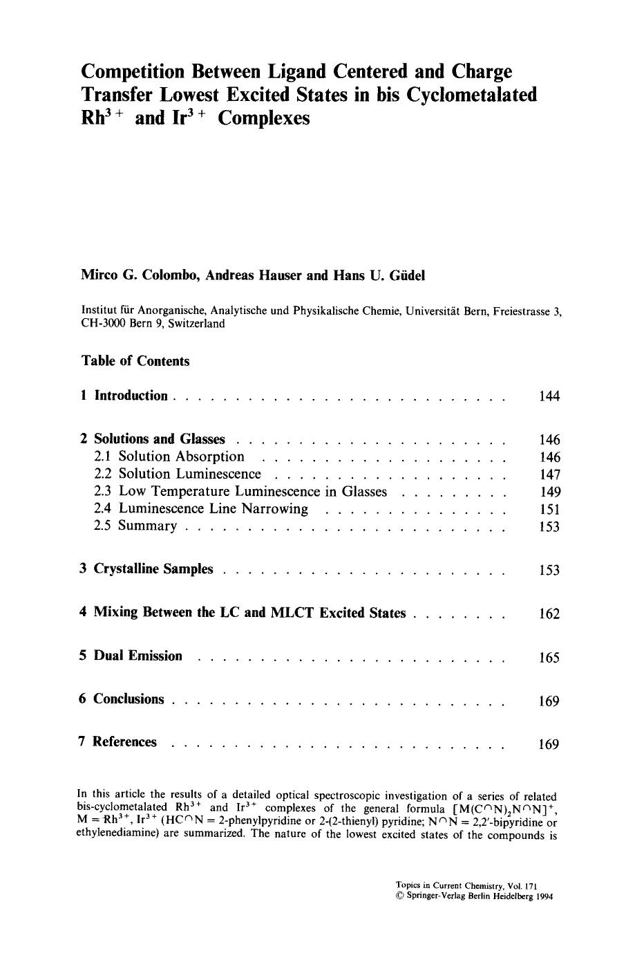 Competition between ligand centered and charge transfer lowest excited states in bis cyclometalated Rh<Superscript>3+<Superscript> and Ir<Superscript>3+<Superscript> complexes by liujie