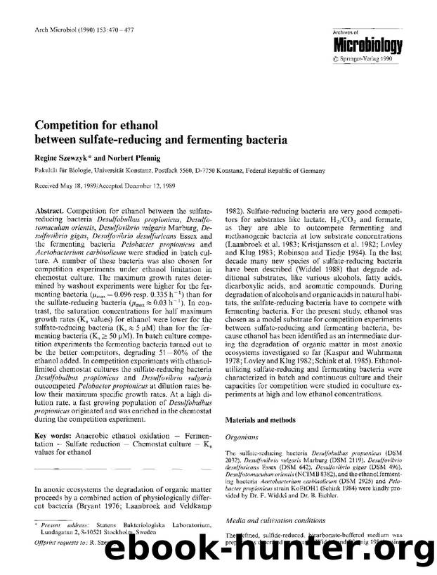 Competition for ethanol between sulfate-reducing and fermenting bacteria by Unknown