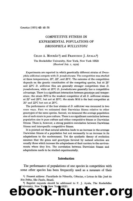 Competitive fitness in experimental populations of  <Emphasis Type="Italic">Drosophila willistoni <Emphasis> by Unknown