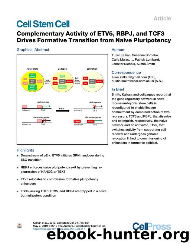 Complementary Activity of ETV5, RBPJ, and TCF3 Drives Formative Transition from Naive Pluripotency by unknow
