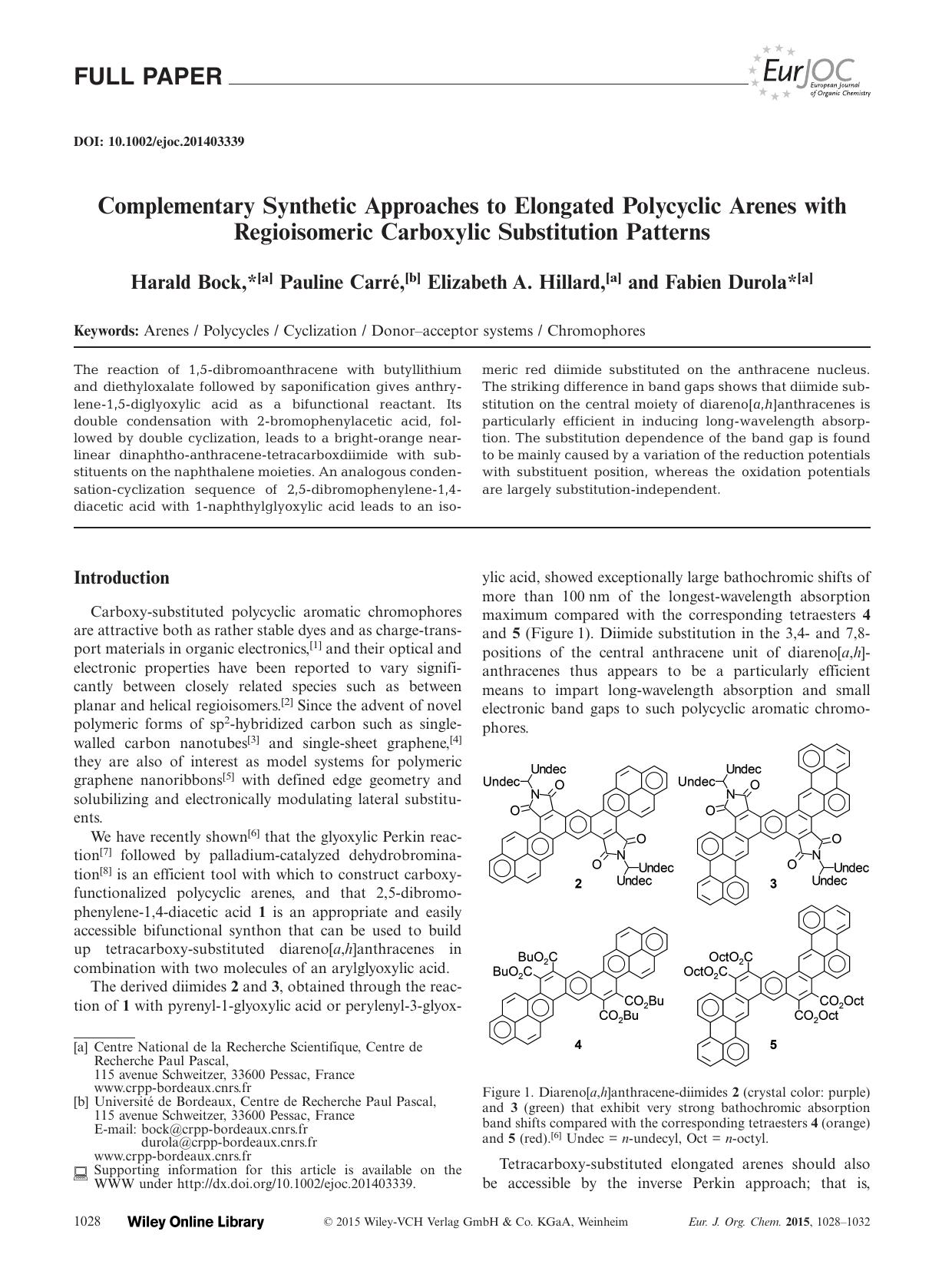 Complementary Synthetic Approaches to Elongated Polycyclic Arenes with Regioisomeric Carboxylic Substitution Patterns by Unknown