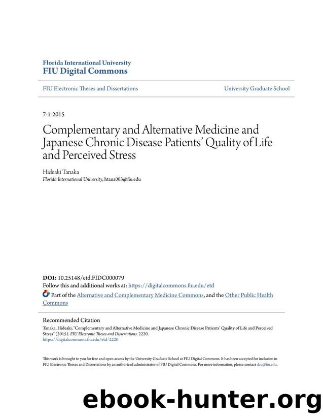 Complementary and Alternative Medicine and Japanese Chronic Disease Patientsâ Quality of Life and Perceived Stress by unknow