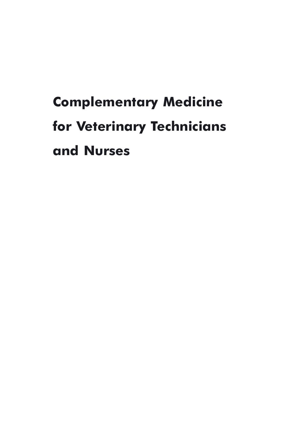 Complementary medicine for veterinary technicians and nurses by Scanlan Nancy