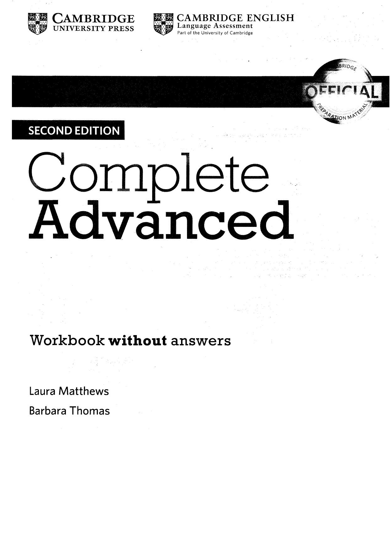 Complete Advanced. Workbook without answers by Matthews L. Thomas B