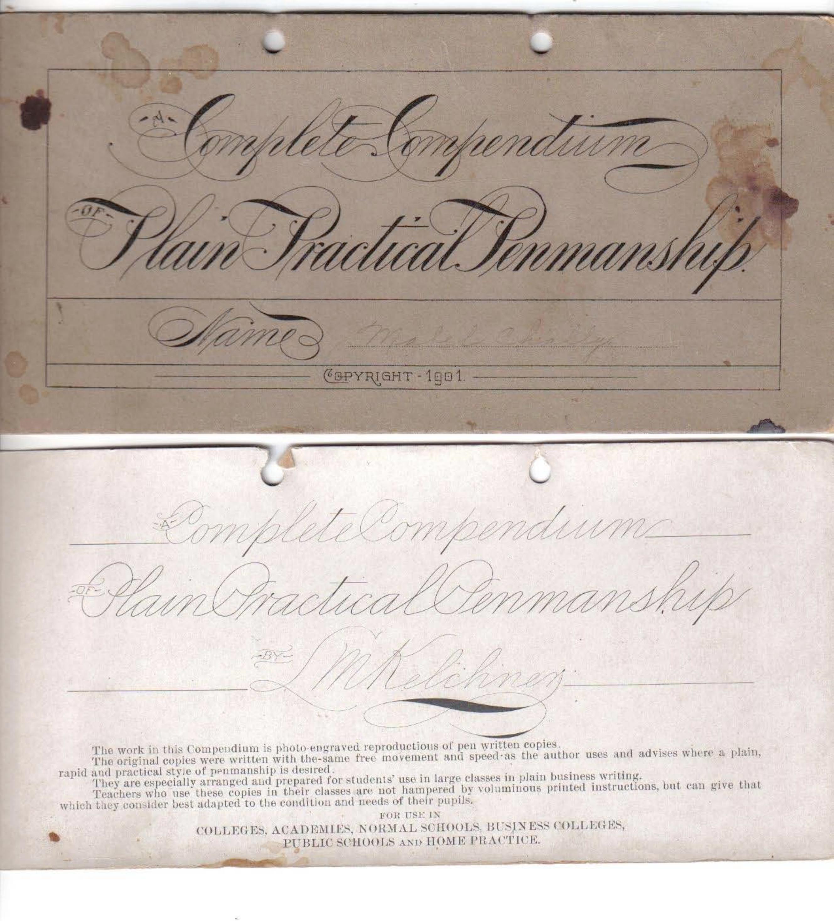 Complete Compendium of Plain Practical Penmanship by Kelchner L M