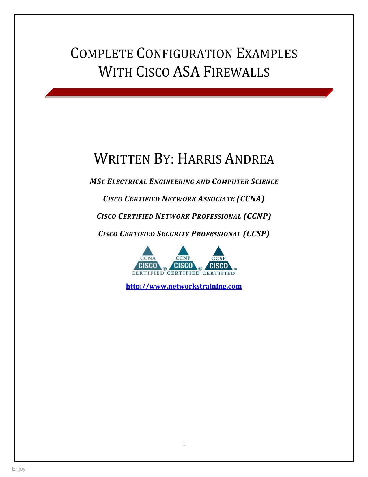 Complete Configuration Examples With Cisco ASA Firewalls by Harris Andrea