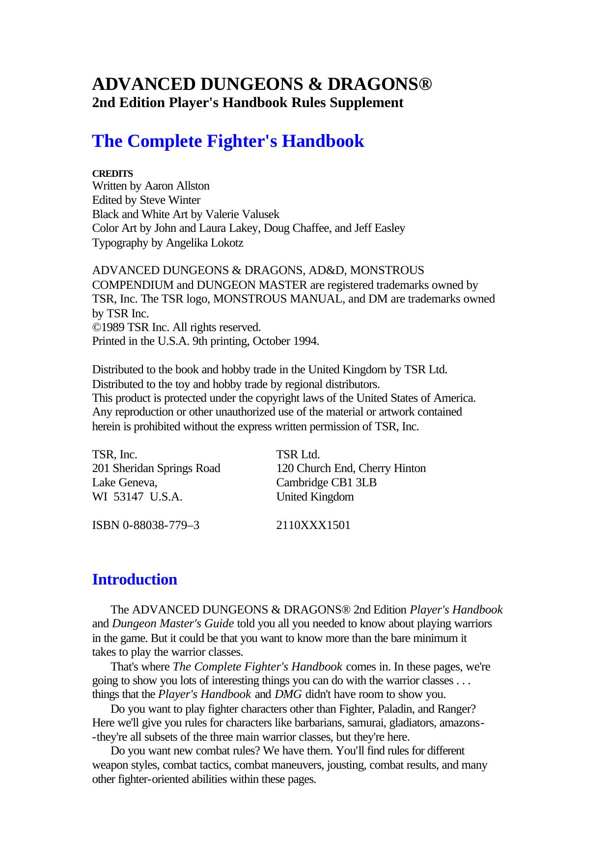 Complete Fighter's Handbook.PDF by Admin