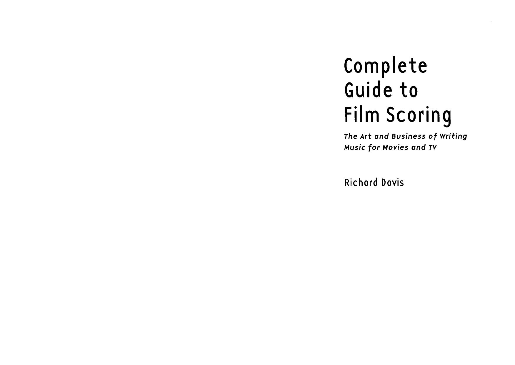 Complete Guide To Film Scoring by Richard Davis