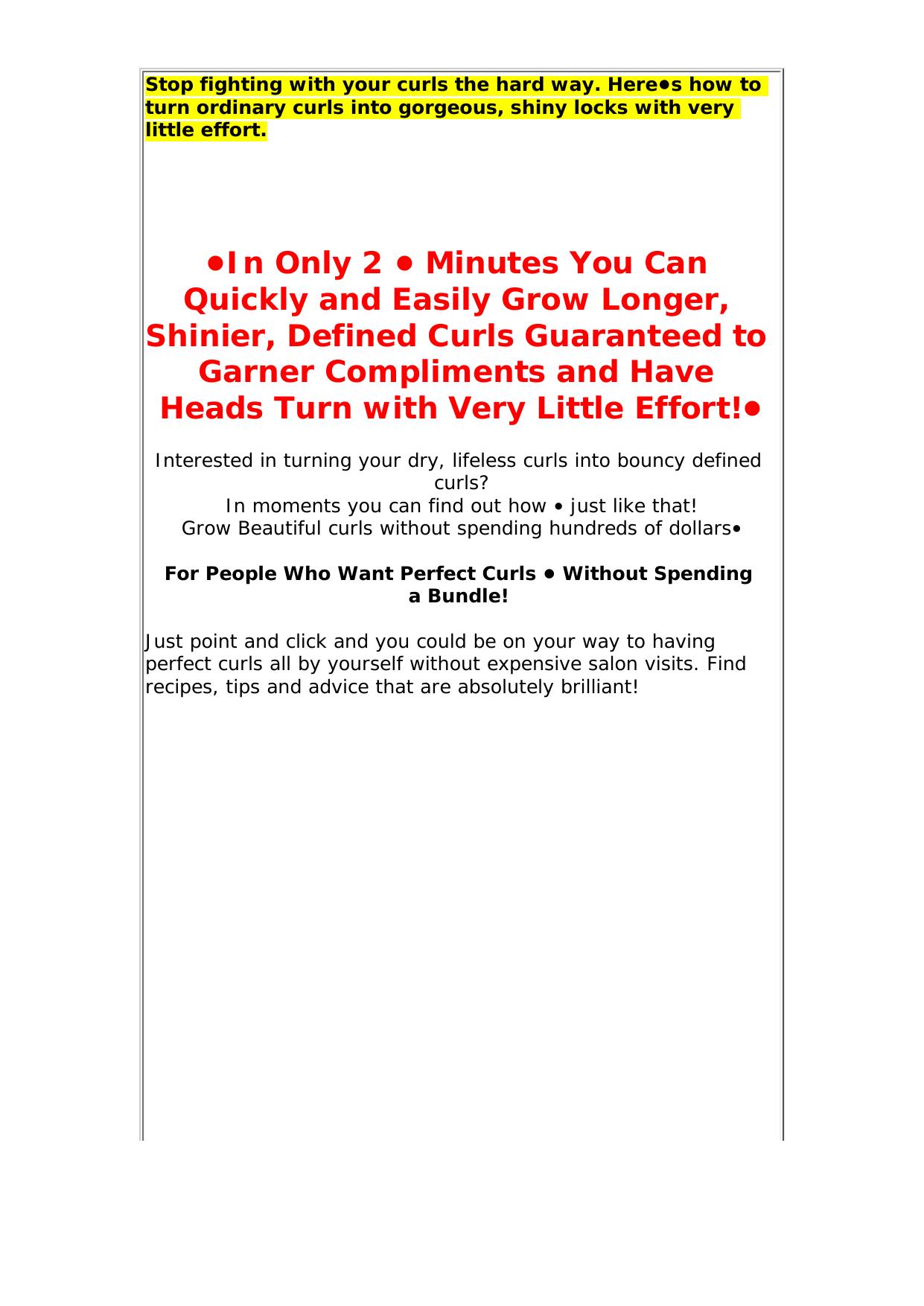 Complete Guide To Growing Longer Healthier Curly Hair. by Best of Kuszter's Collection
