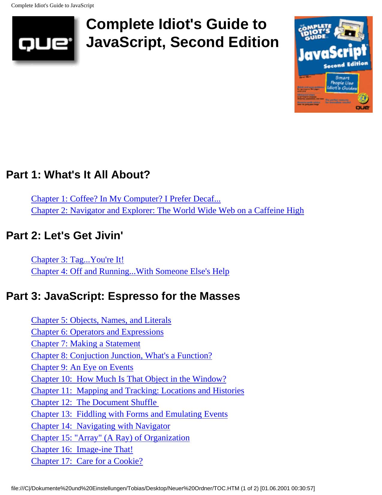 Complete Idiot's Guide to JavaScript by Unknown