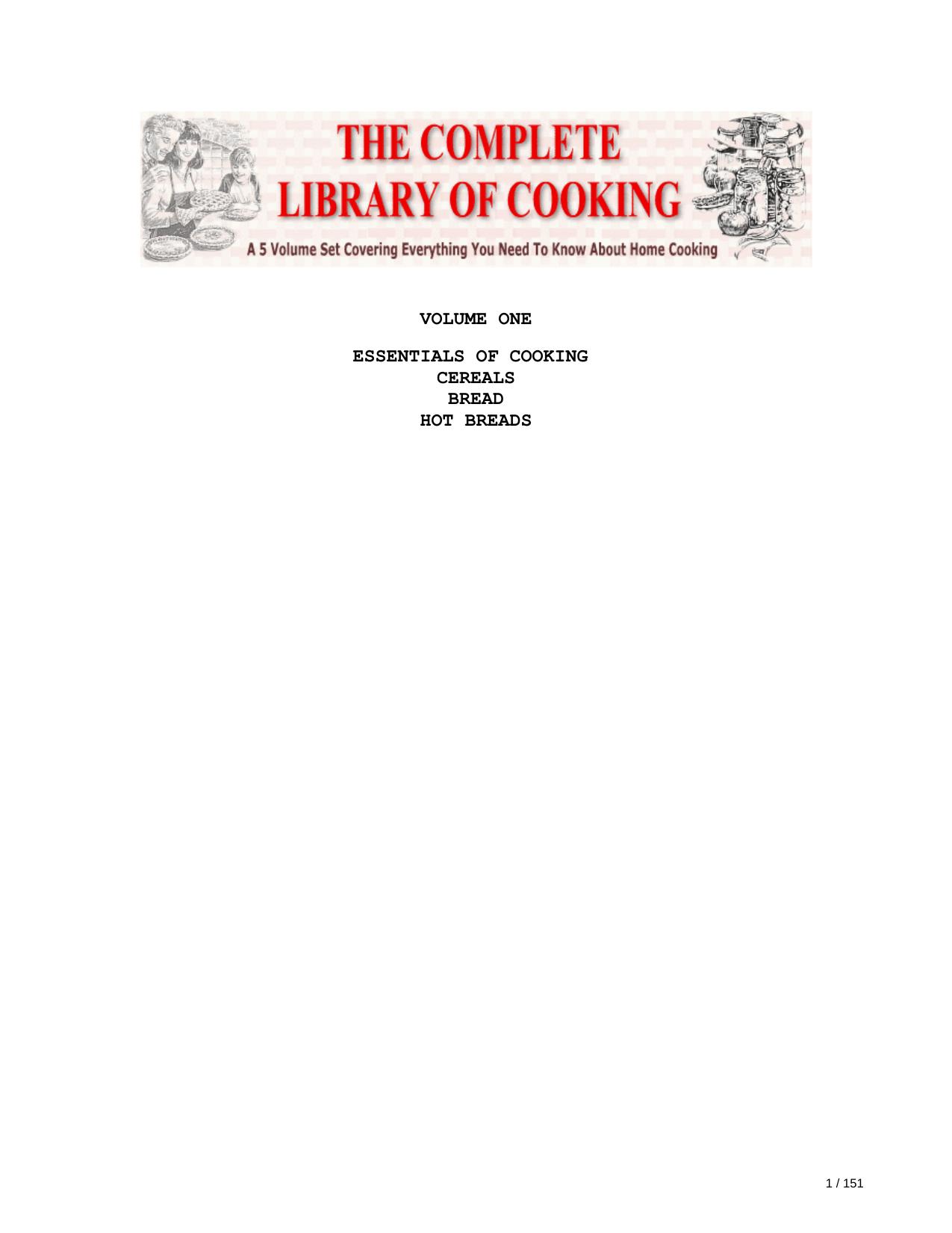 Complete Library of Cooking Vol 1 by Unknown