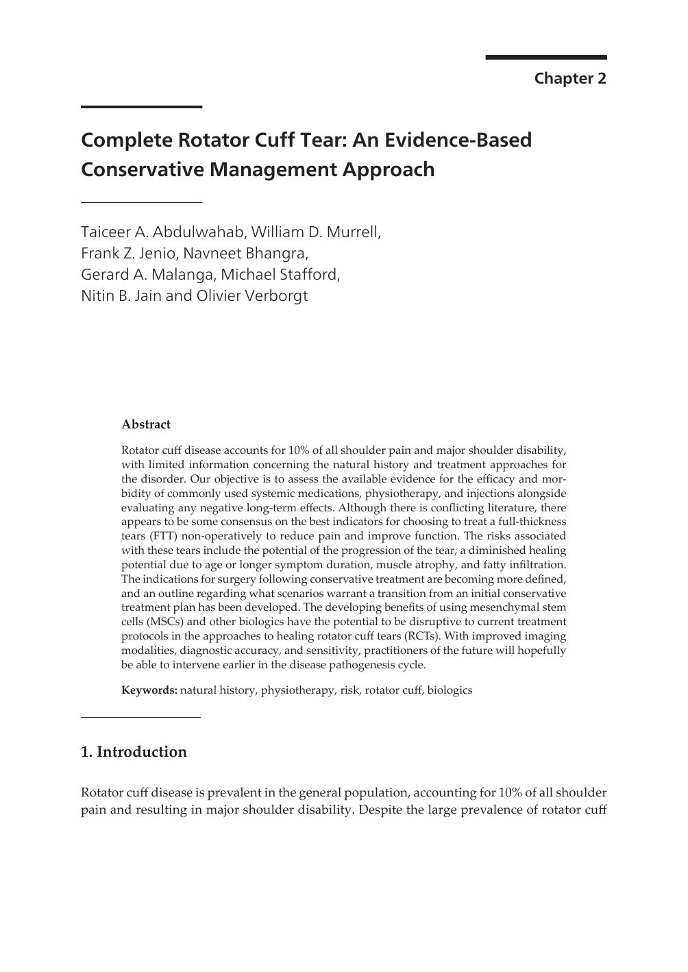 Complete Rotator Cuff Tear: An Evidence-Based Conservative Management Approach by unknow