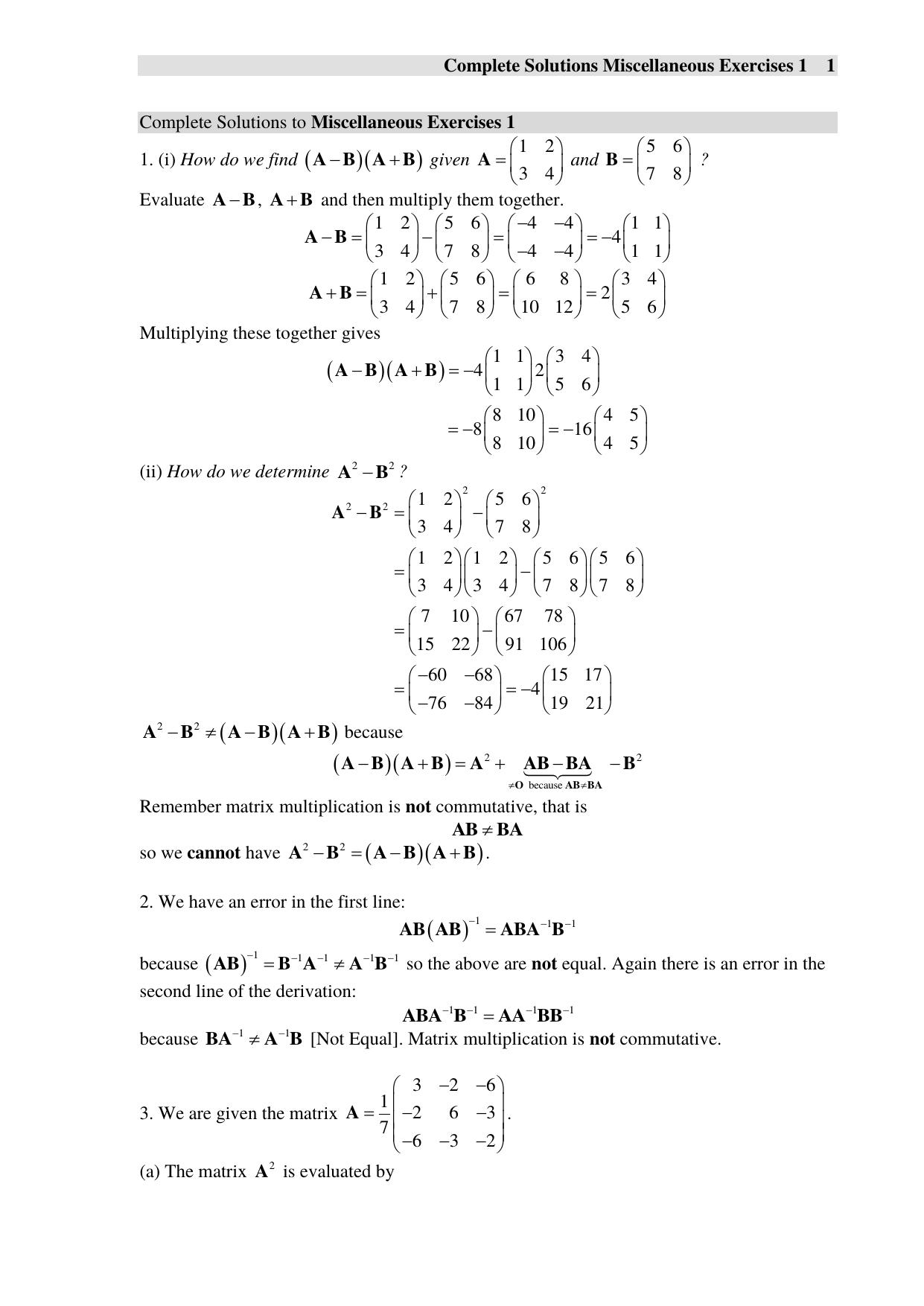 Complete Solutions Miscellaneous Exercise 1 by Your User Name