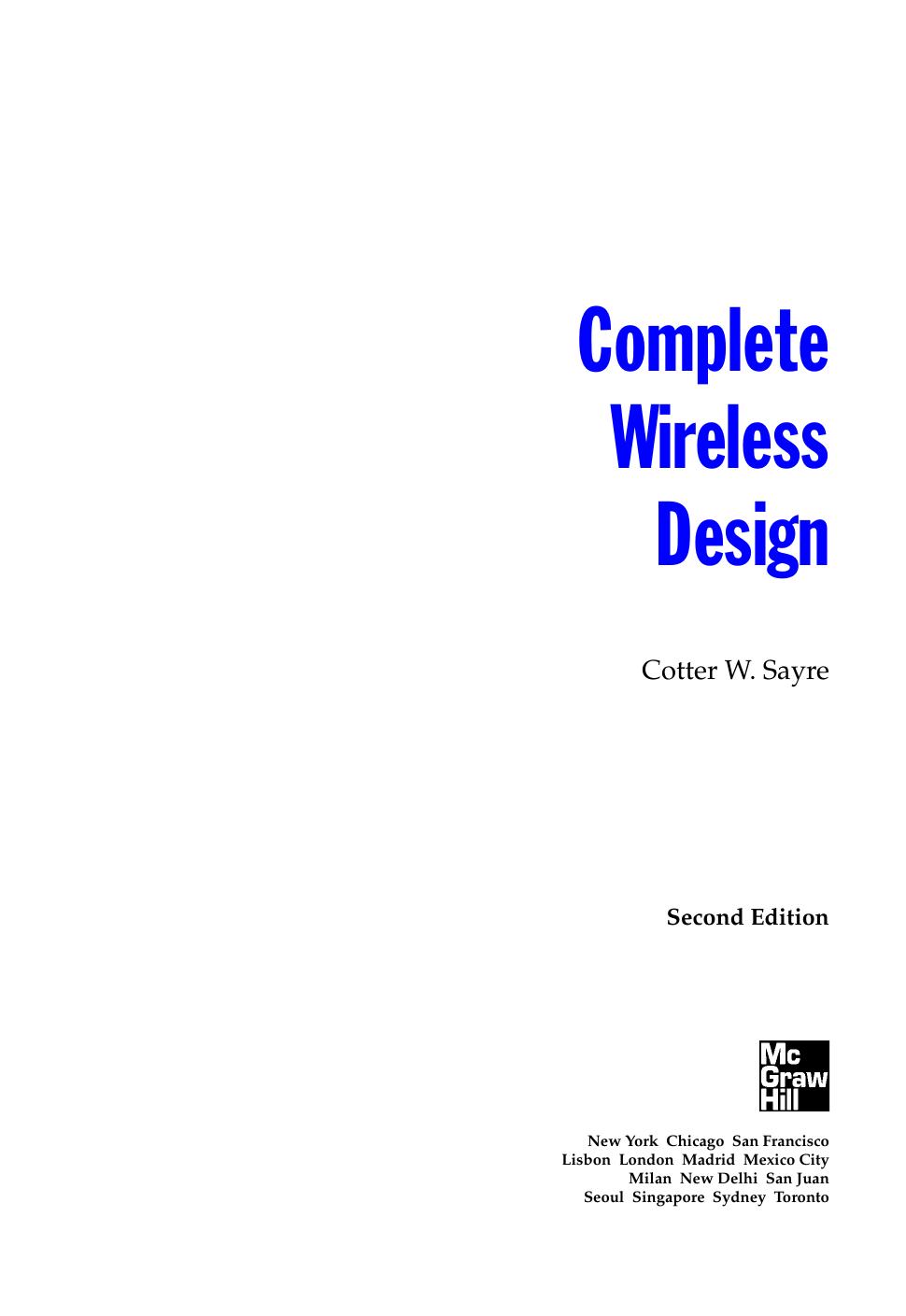 Complete Wireless Design by Cotter W. Sayre