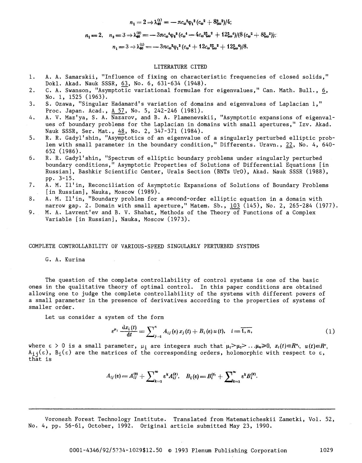 Complete controllability of various-speed singularly perturbed systems by Unknown