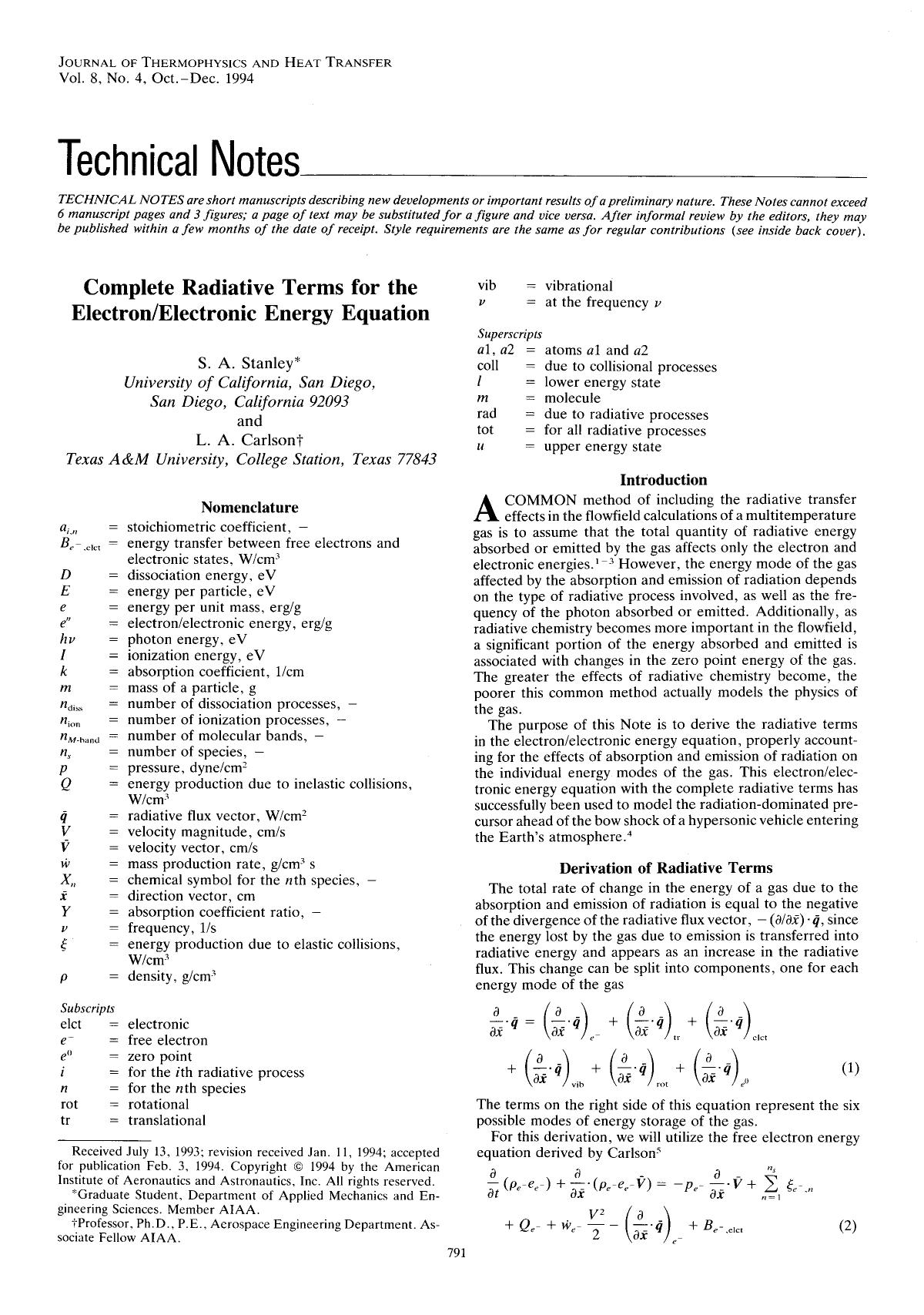 Complete radiative terms for the electron electronic energy equation by Unknown