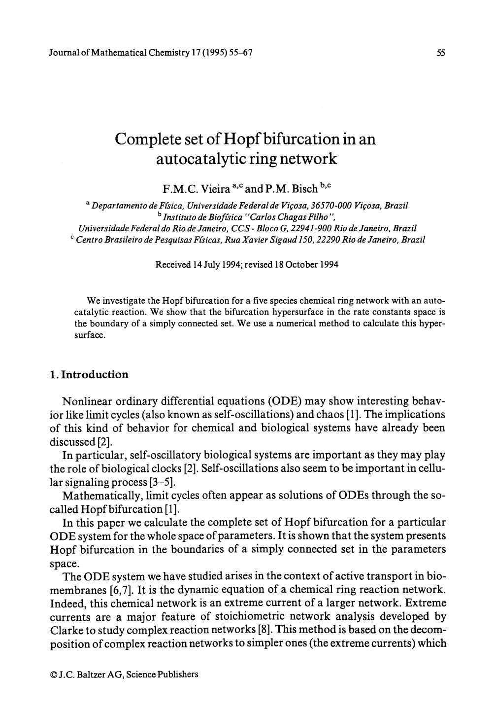 Complete set of Hopf bifurcation in an autocatalytic ring network by Unknown