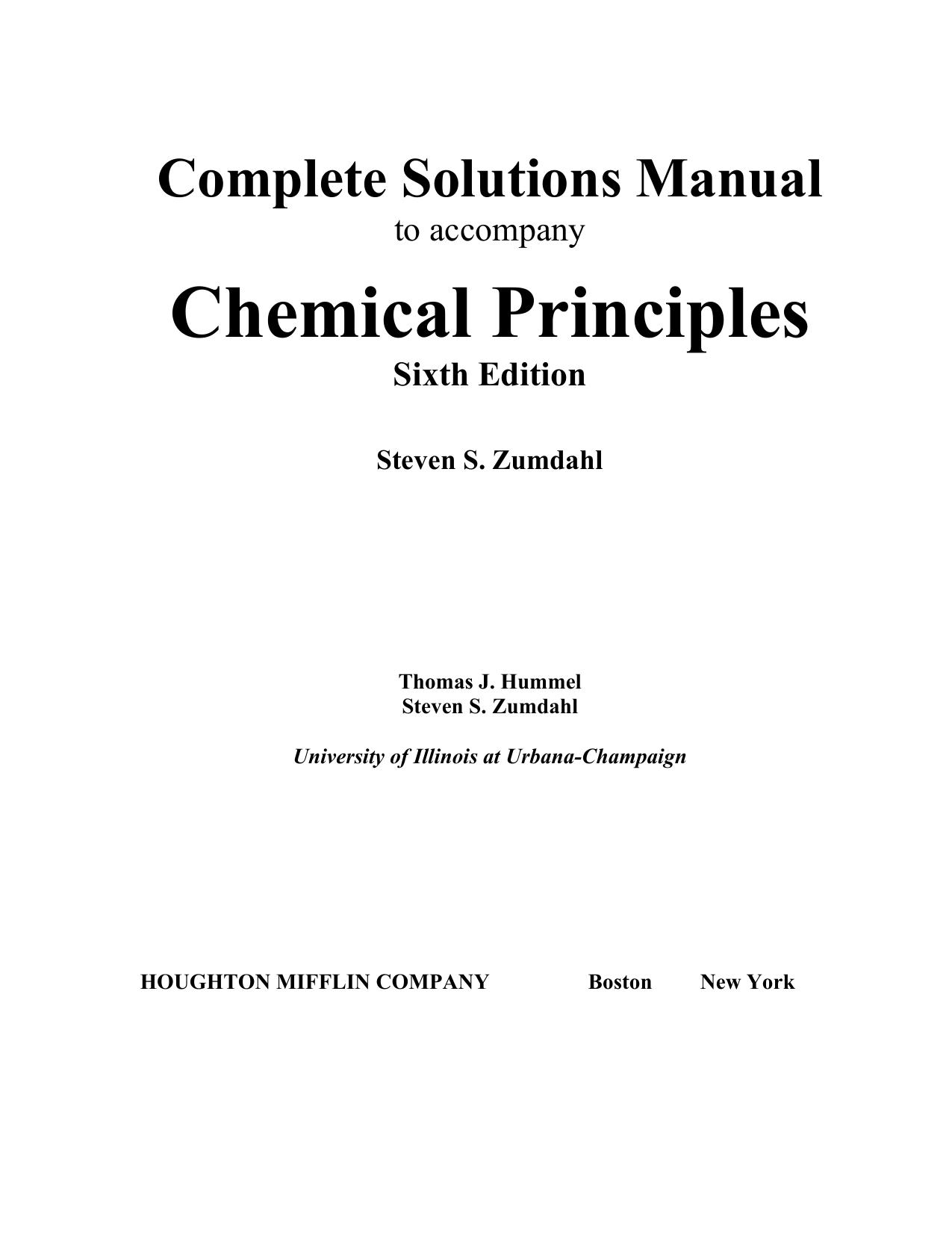 Complete solutions manual to accompany Chemical principles by Steven S. Zumdahl Thomas J. Hummel