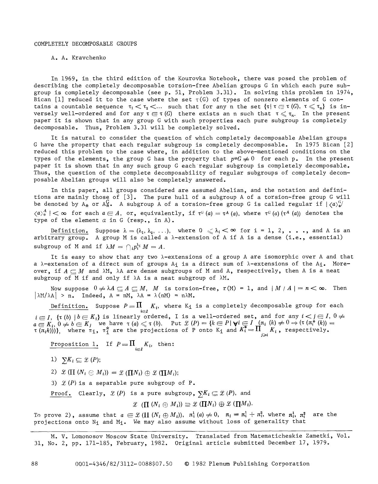 Completely decomposable groups by Unknown