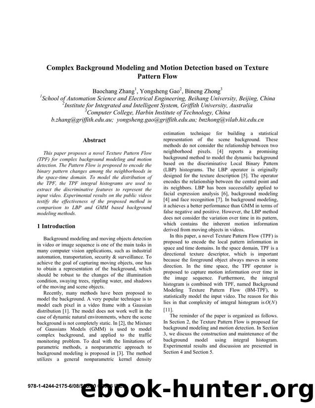 Complex Background Modeling and Motion Detection based on Texture Pattern Flow by 
