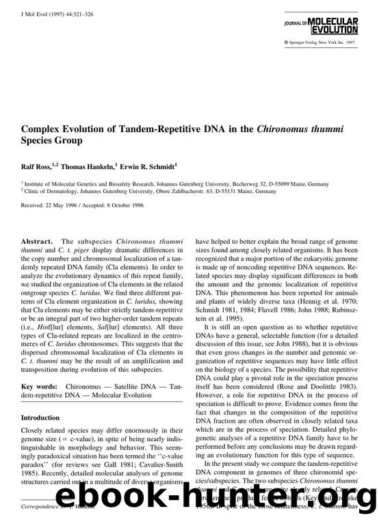 Complex Evolution of Tandem-Repetitive DNA in the Chironomus thummi Species Group by Ross R. et al