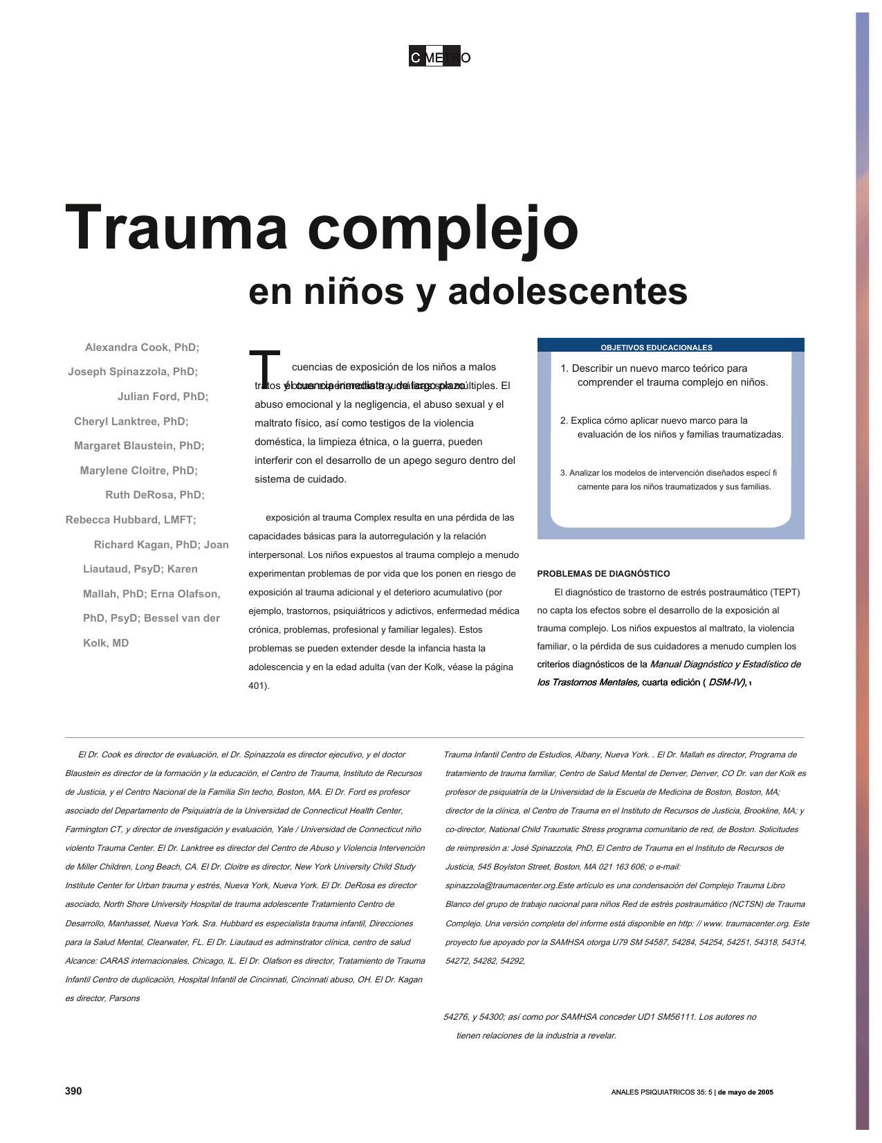 Complex Trauma In Children and Adolescents by Unknown