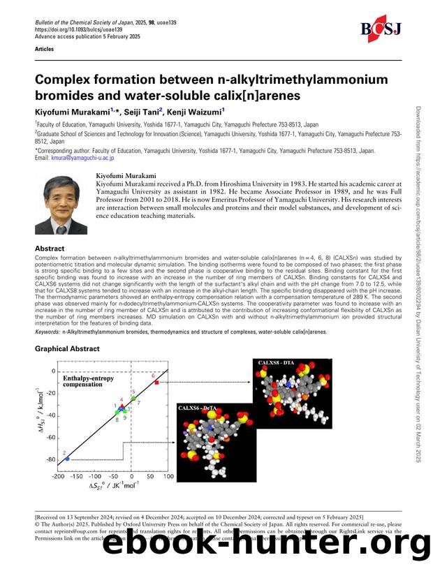 Complex formation between n-alkyltrimethylammonium bromides and water-soluble calix[n]arenes by Kiyofumi Murakami & Seiji Tani & Kenji Waizumi
