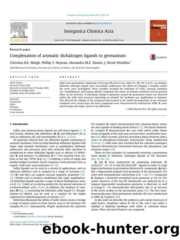 Complexation of aromatic dichalcogen ligands to germanium by Christina B.E. Meigh & Phillip S. Nejman & Alexandra M.Z. Slawin & J. Derek Woollins