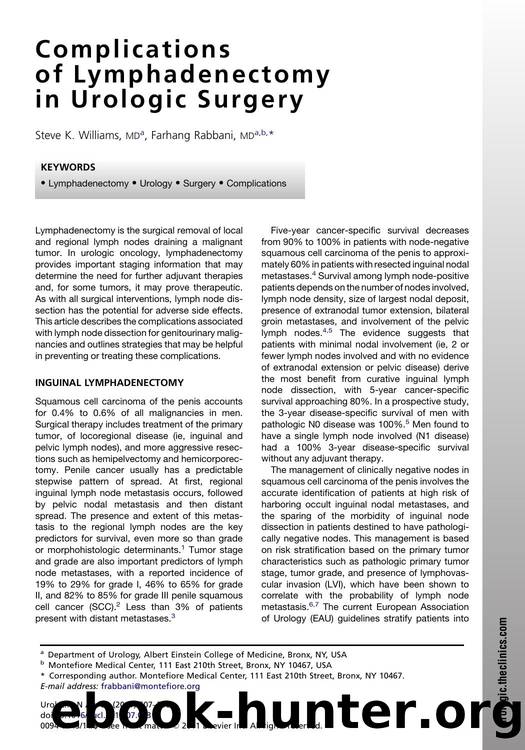 Complications of Lymphadenectomy in Urologic Surgery by Steve K. Williams MD & Farhang Rabbani MD