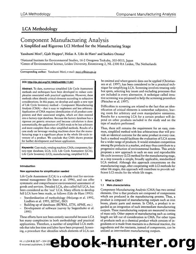 Component manufacturing analysis by Unknown