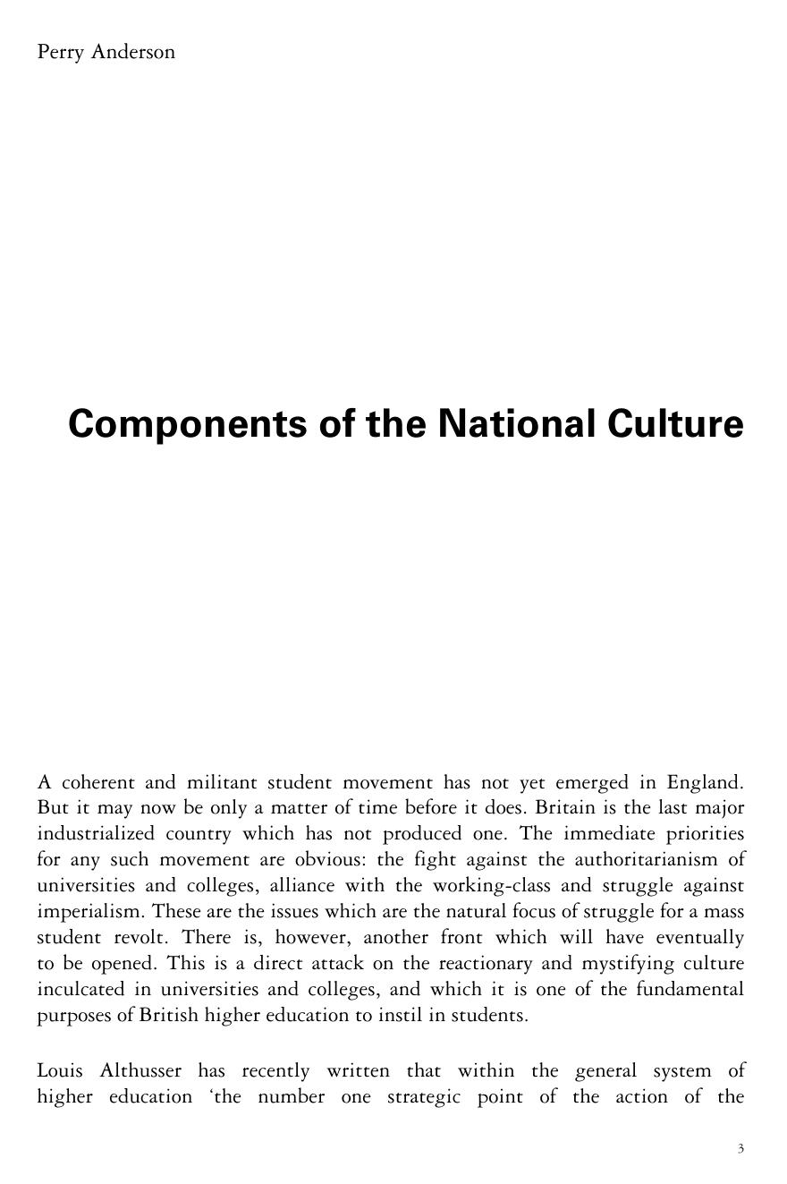 Components of the National Culture by Perry Anderson