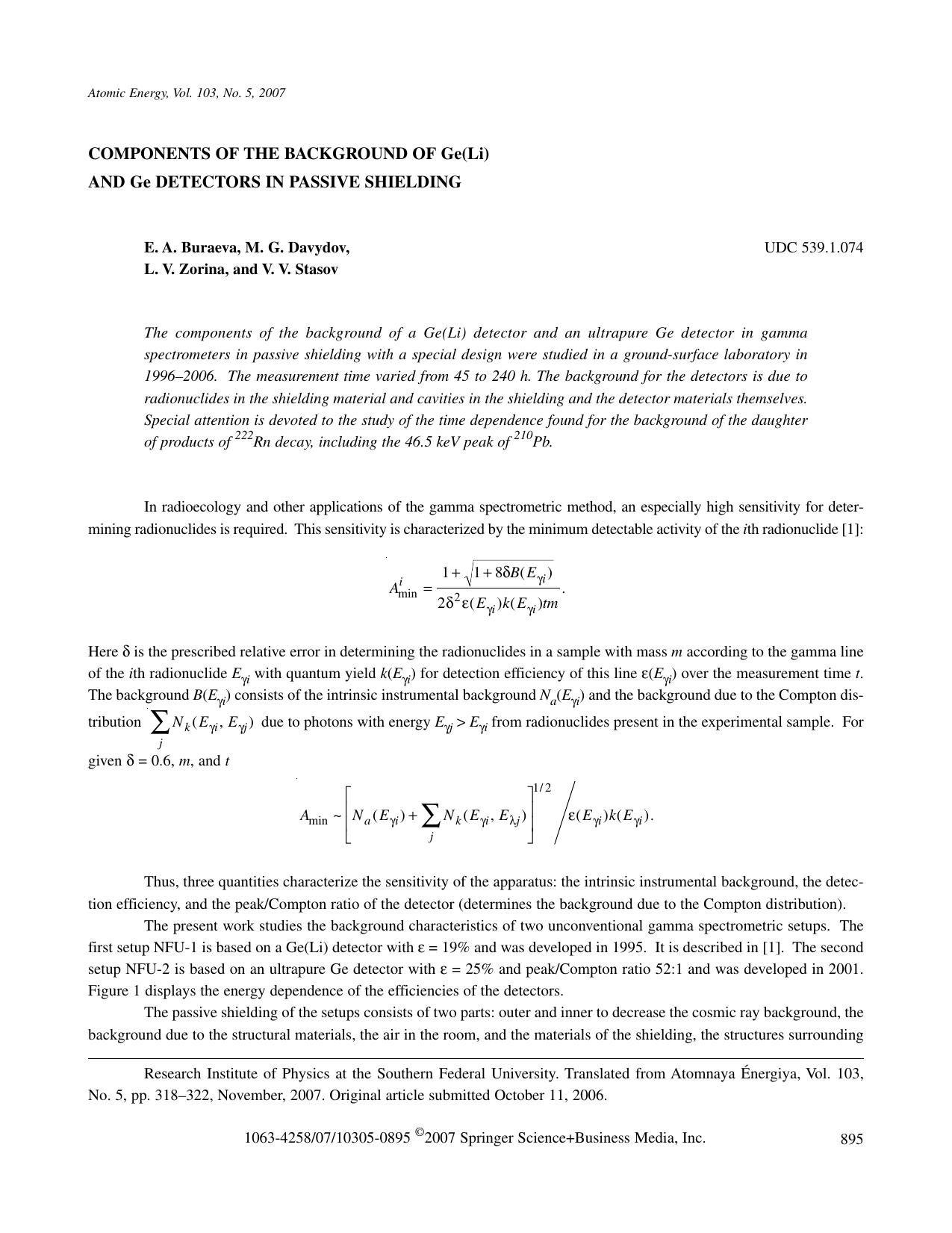 Components of the background of Ge(Li) and Ge detectors in passive shielding by Unknown