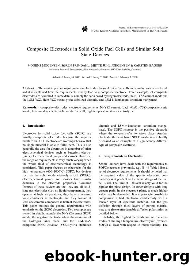 Composite Electrodes in Solid Oxide Fuel Cells and Similar Solid State Devices by Unknown