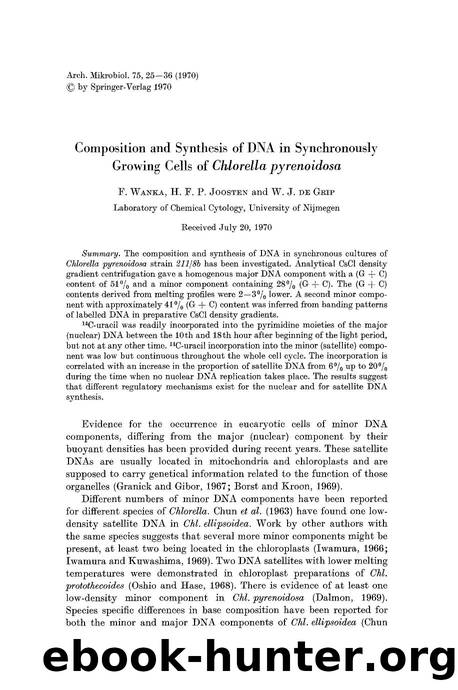 Composition and synthesis of DNA in synchronously growing cells of <Emphasis Type="Italic">Chlorella pyrenoidosa<Emphasis> by Unknown