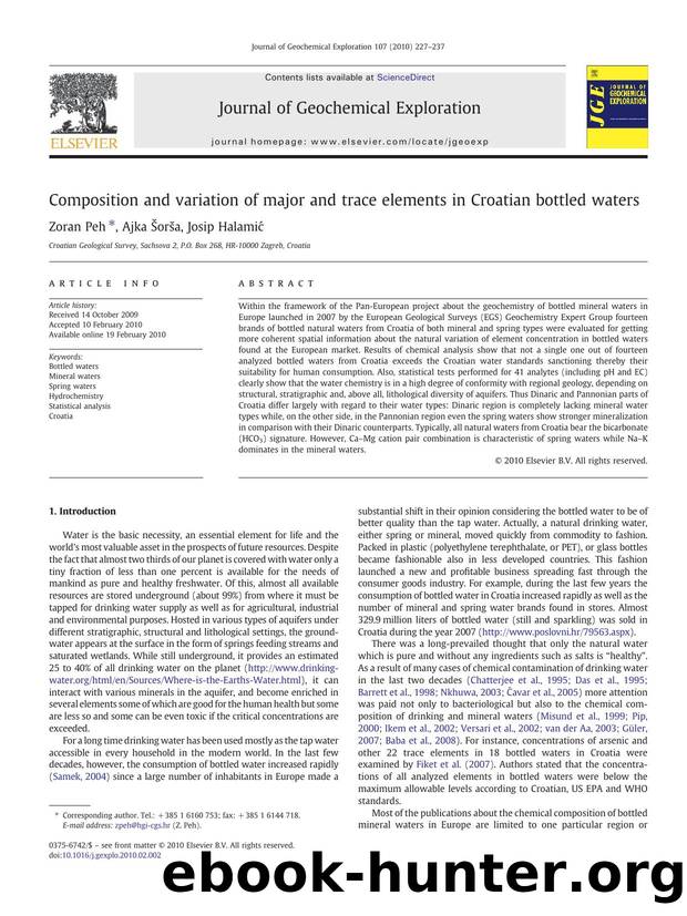 Composition and variation of major and trace elements in Croatian bottled waters by Zoran Peh & Ajka Šorša & Josip Halamić