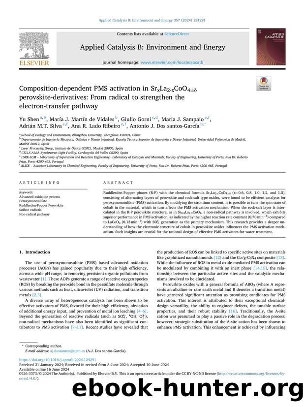 Composition-dependent PMS activation in SrxLa2-xCoO4Â±Î´ perovskite-derivatives: From radical to strengthen the electron-transfer pathway by unknow