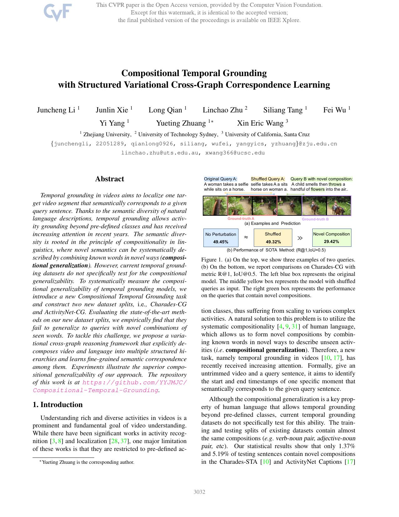 Compositional Temporal Grounding With Structured Variational Cross-Graph Correspondence Learning by unknow