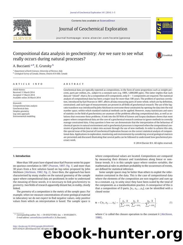 Compositional data analysis in geochemistry: Are we sure to see what really occurs during natural processes? by A. Buccianti & E. Grunsky