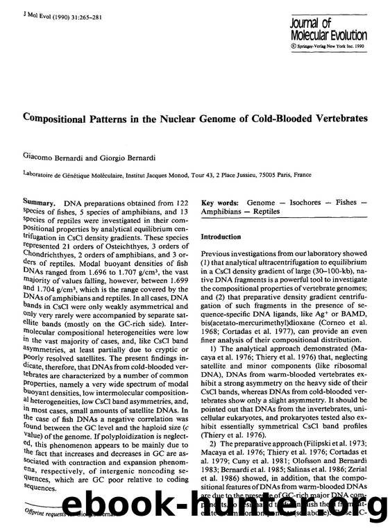 Compositional patterns in the nuclear genome of cold-blooded vertebrates by Unknown