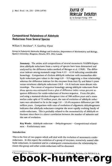 Compositional relatedness of aldehyde reductases from several species by Unknown